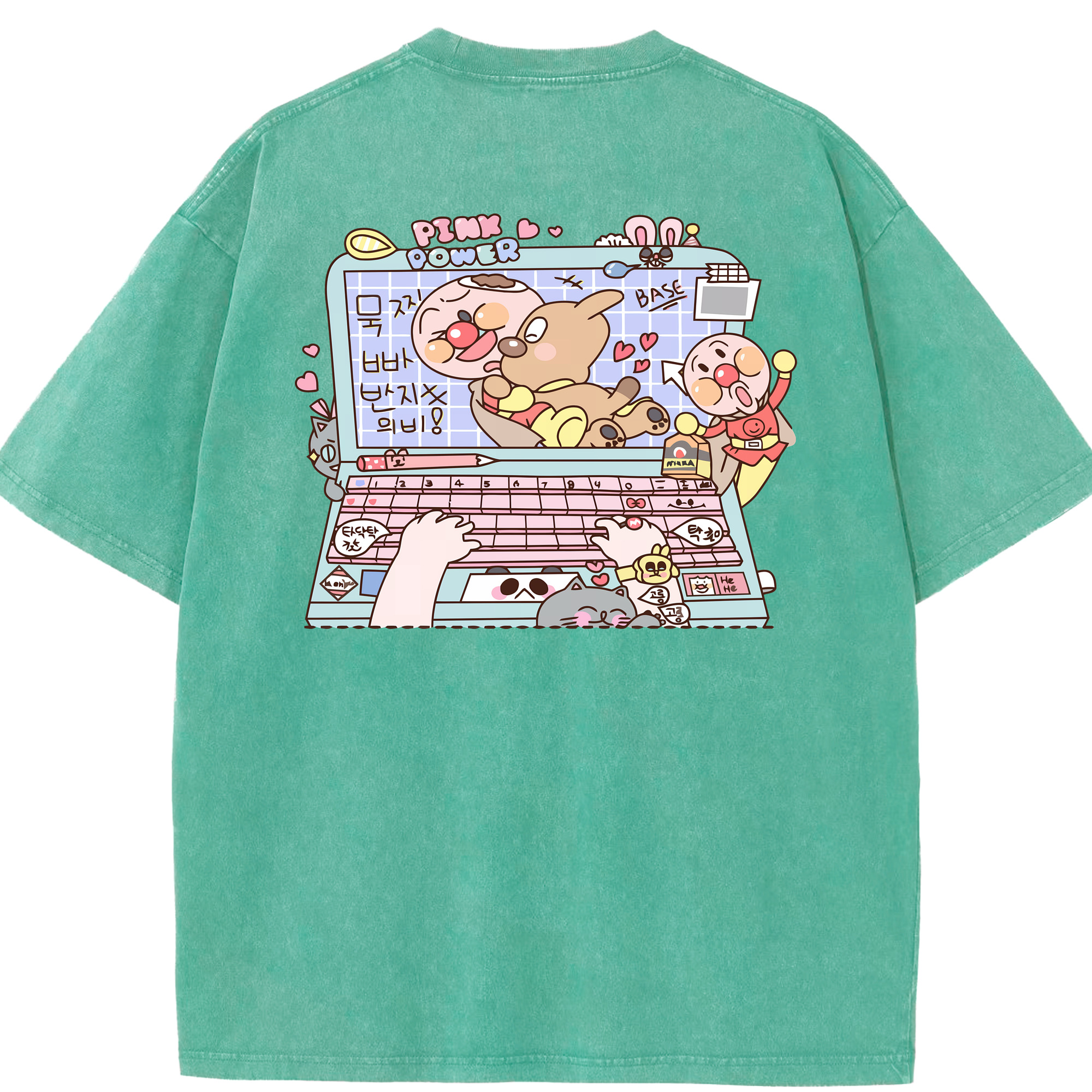 （画像用） アンパンマン Anpanman 綿100% ヴィンテージ風 半袖Tシャツ（背面プリント）